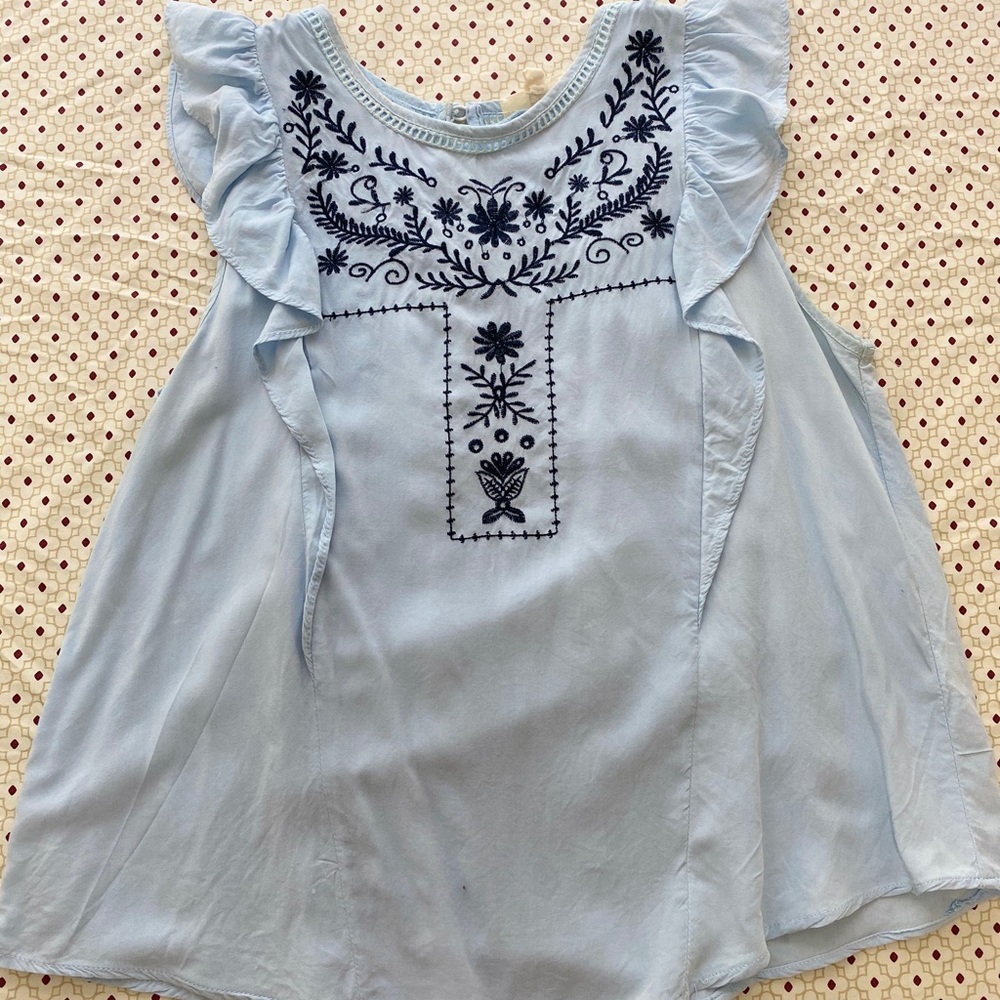 Blue Ruffle Blouse - Picture 2 of 3